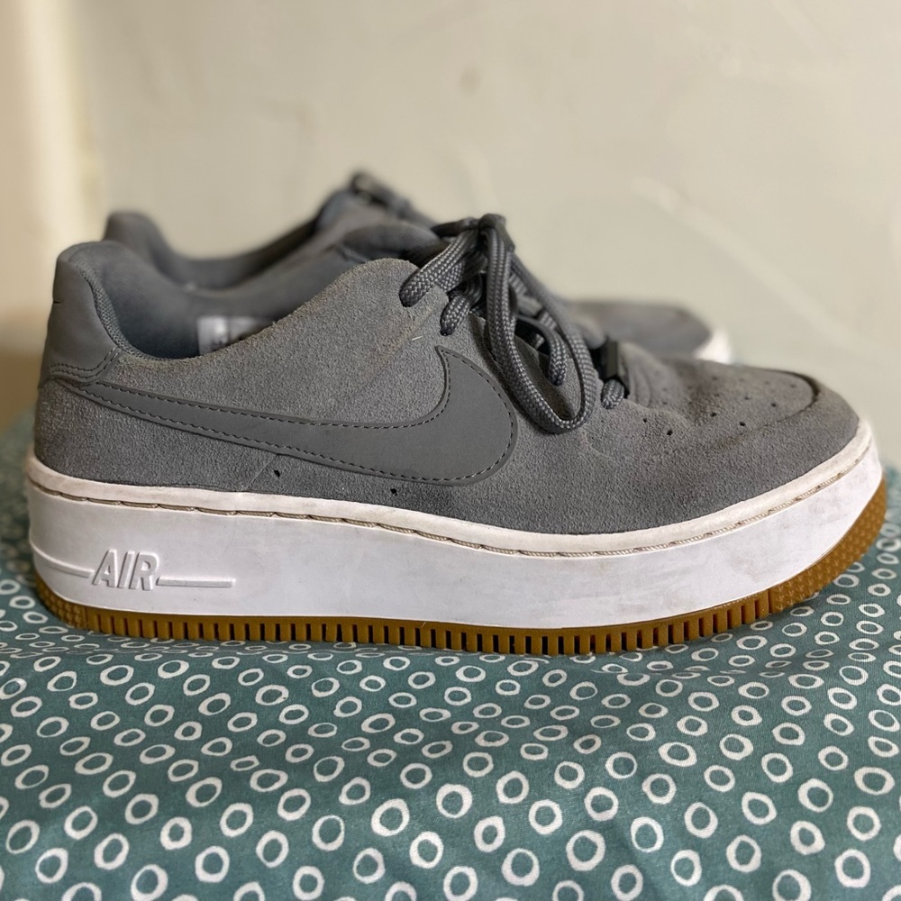 Gray Suede Nike Air Force 1s super cute but too wide for my feet